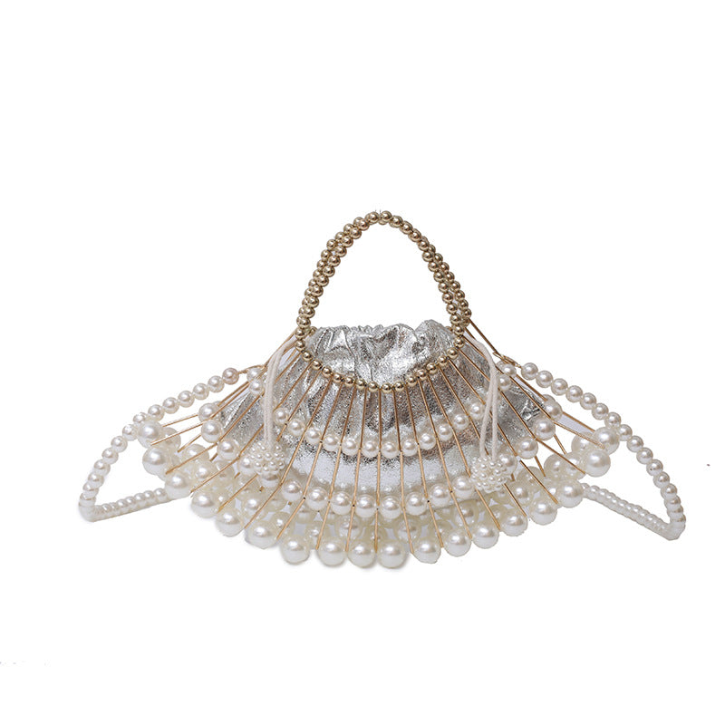 Wholesale Polyester Pearl Chain Vintage Dinner Tote Bag